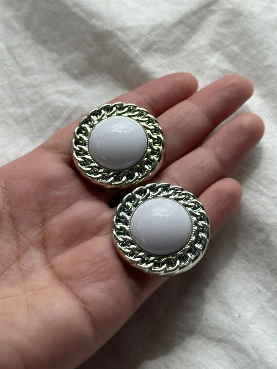 VINTAGE OVERSIZED BUTTON Earrings,vintage big cir… - image 4