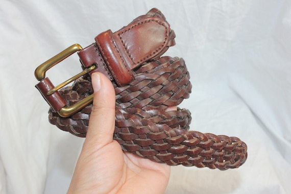 VINTAGE BRAIDED LEATHER Belt,brown leather belt,b… - image 1