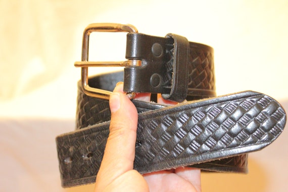 VGT BRAIDED LEATHER Belt,vintage big buckle belt,… - image 4