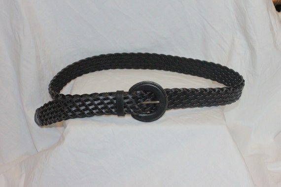 VINTAGE BRAIDED LEATHER Belt,black leather belt,b… - image 1