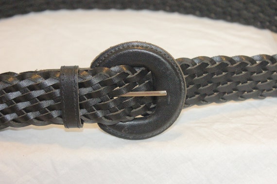 VINTAGE BRAIDED LEATHER Belt,black leather belt,b… - image 2