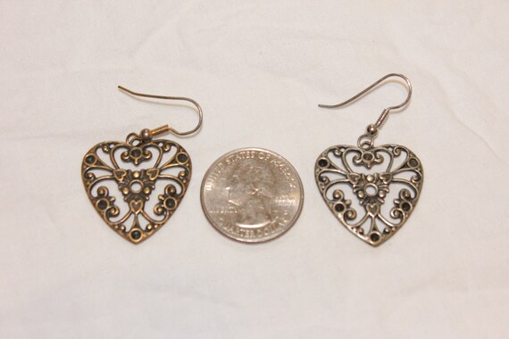 VINTAGE HEART DANGLE Earrings,vintage long heart … - image 5