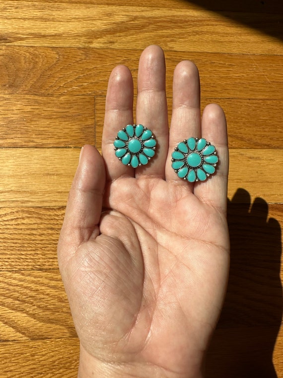 VINTAGE TURQUOISE WESTERN Earrings,vintage medium… - image 3