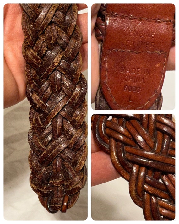 VGT BRAIDED LEATHER Belt,vintage leather buckle b… - image 8