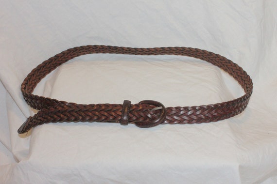 VINTAGE BRAIDED LEATHER Belt,brown leather belt,b… - image 2