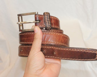VINTAGE BRIGHTON LEATHER Belt,vintage leather belt,women leather belt,women brown leather belt,leather belt buckle,small brown vintage belt