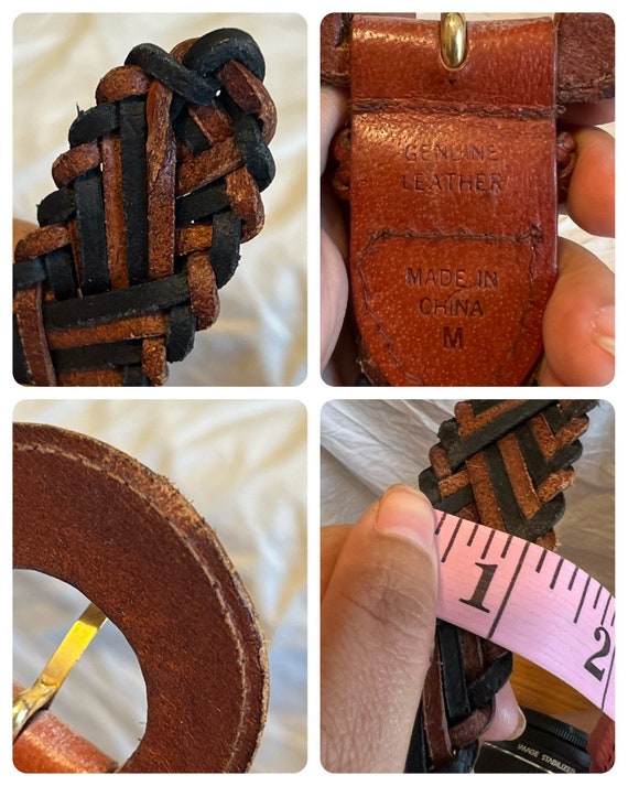 VGT BRAIDED LEATHER Belt,brown black leather belt… - image 9