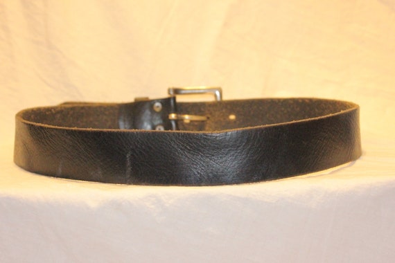 VGT LEATHER BELT,vintage black silver leather bel… - image 9