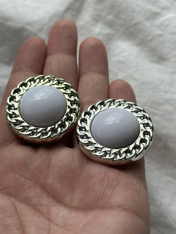 VINTAGE OVERSIZED BUTTON Earrings,vintage big cir… - image 7