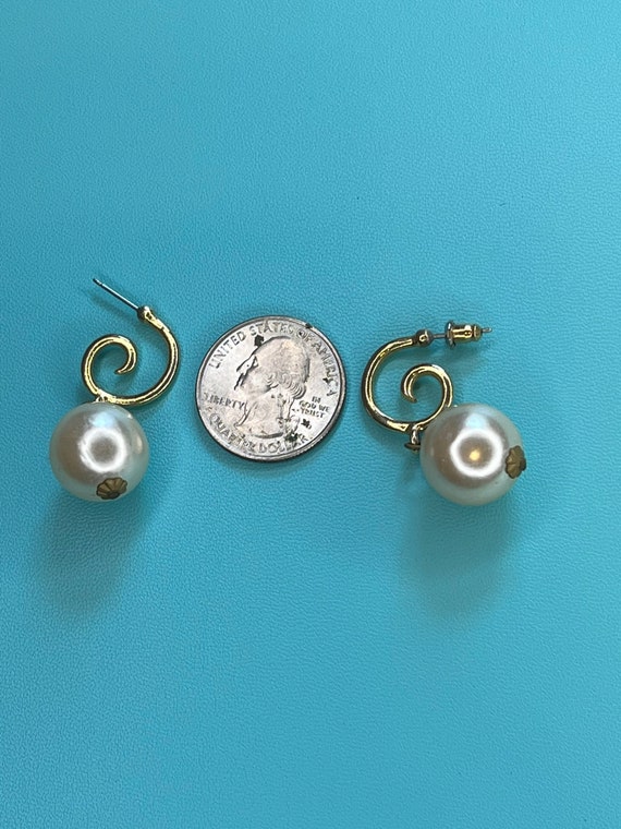 VINTAGE PEARL DANGLE Earrings,vintage pearl drop … - image 6