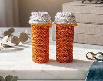 Frasco de pastillas con incrustaciones de brillantes