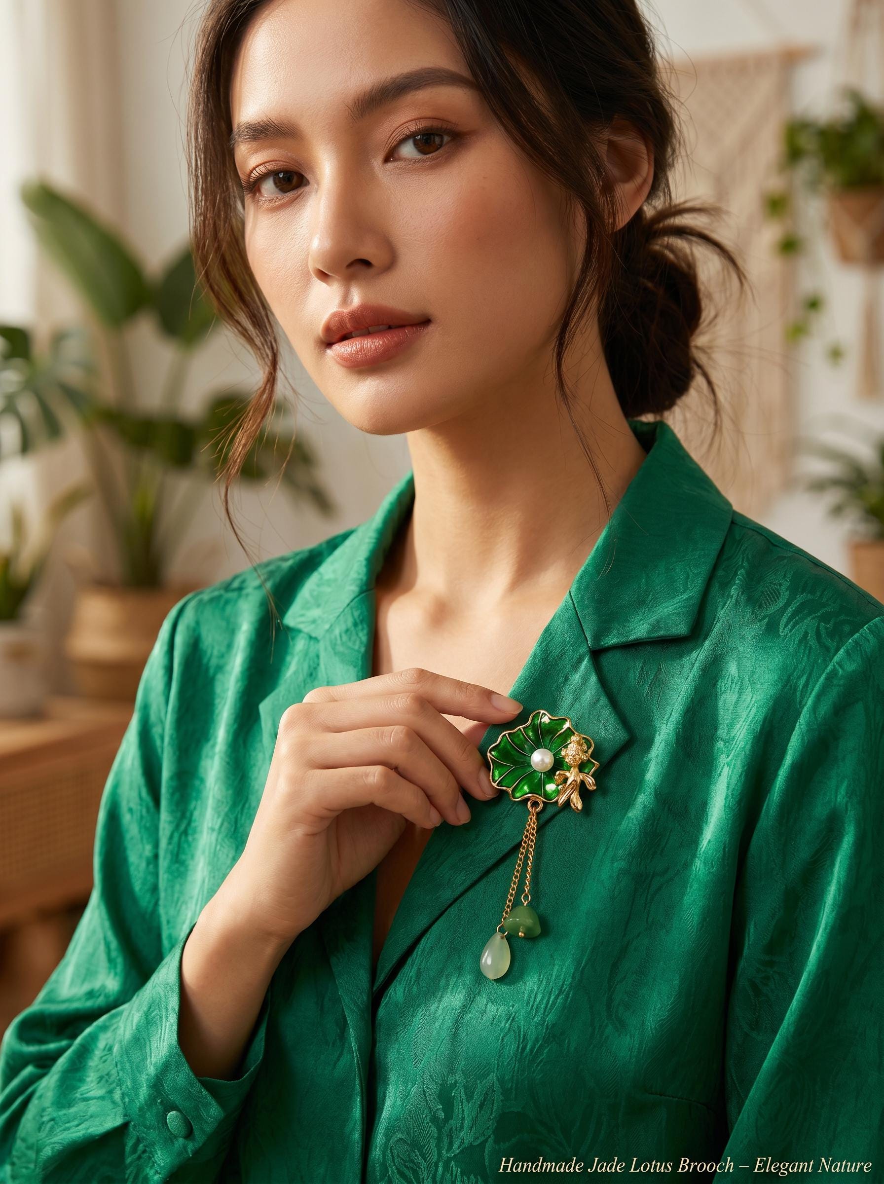 緑の翡翠のブローチ - Etsy 日本