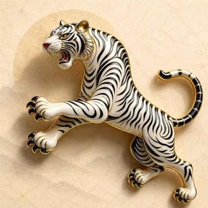 Imán esmaltado del Tigre Blanco / Arte de la mitología china, decoración de cocina