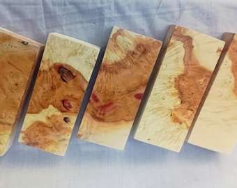 Premium Box Elder Burl Knife Scale - 5" x 2" x 1" Single Block | Flame Box Elder Wood Turning Blank