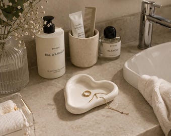 Ceramic Heart Jewellery Dish: Minimal Vanity Tray Organizer
