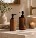 Walnut Soap Dispenser Minimalist Wooden Bathroom Pump Bottle product logo
