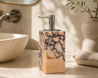 Marble Soap Dispenser Natural Stone Bathroom Decor Luxury Vanity Pump