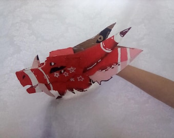 Red Cardboard Dragon Puppet