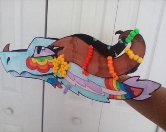 Kandi themed dragon puppet