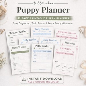 Puppy Planner Printable | Dog Training & Potty Tracker (PDF Download)