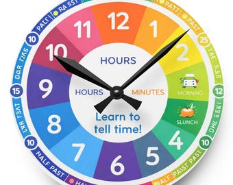 Montessori Educational Wall Clock for Kids, Colorful Learning Time Clock