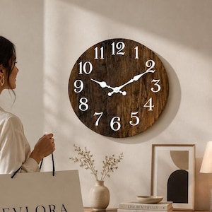 Reloj de pared rústico de madera, reloj de pared grande y silencioso, decoración de estilo granja, reloj de pared vintage, decoración de pared para sala de estar, regalo de inauguración de casa