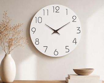Minimalist Silent Bamboo Wall Clock, Modern Scandinavian Living Room Decor