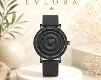 Magnetic Ball Watch, Minimalist Timepiece, Silicone Strap Accessory, Modern Gift for Women, Waterproof 3ATM