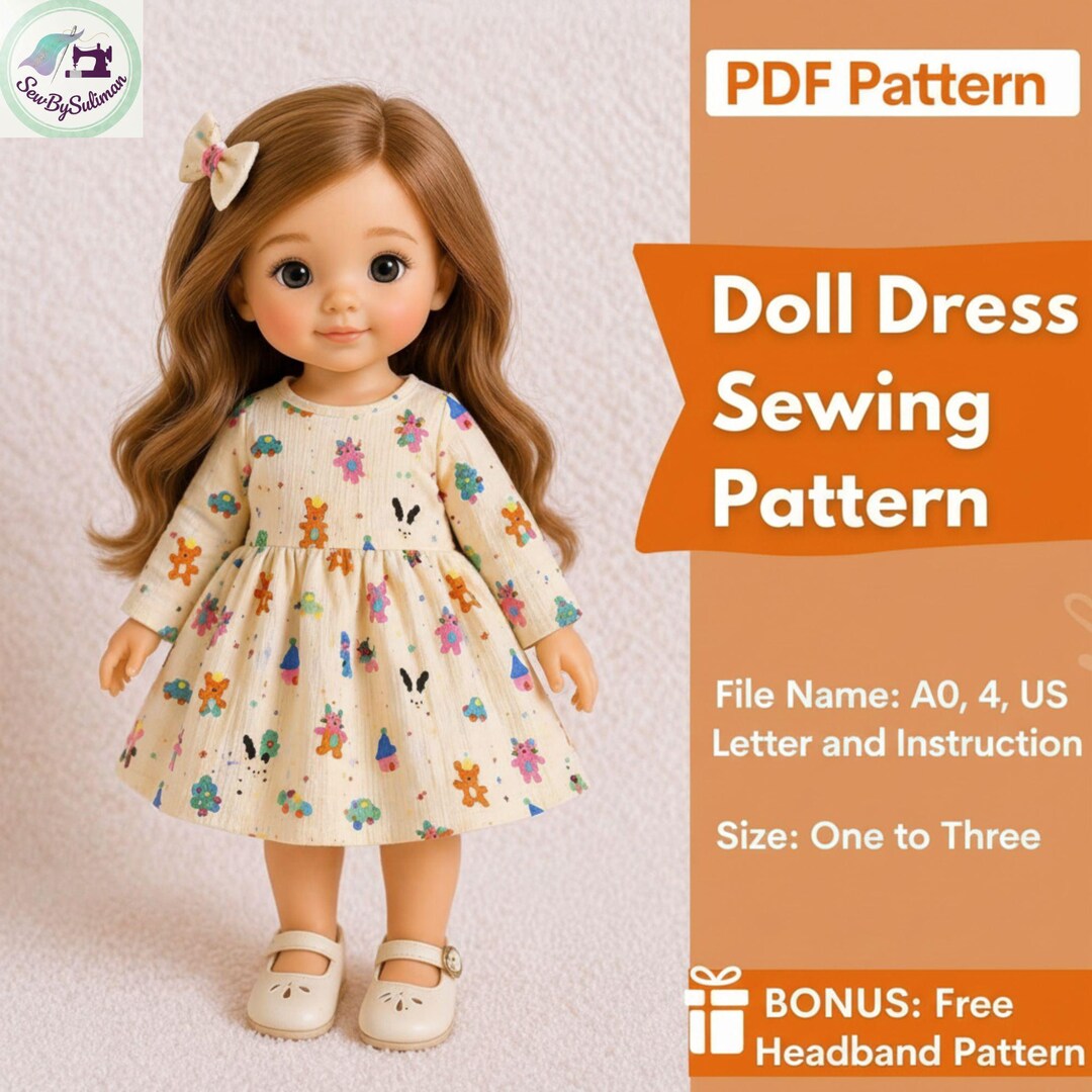 Rag Doll Sewing Pattern Bundle, Dress, Shoes, Bow (PDF Download) - Etsy ...