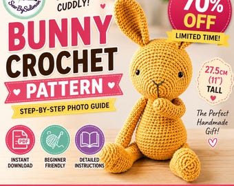 Häkelanleitung für einen Hasen (PDF), Amigurumi-Hasen-Anleitung, Häkelanleitung für einen Plüschhasen, Anleitung für ein Stofftier, Sofort-Download