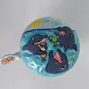 dolphin bicycle bell, bicycle bell, bike bell, dolphin lover gift, beach cruiser bike, fish bike bell, girlfriend gift, painted bike bell