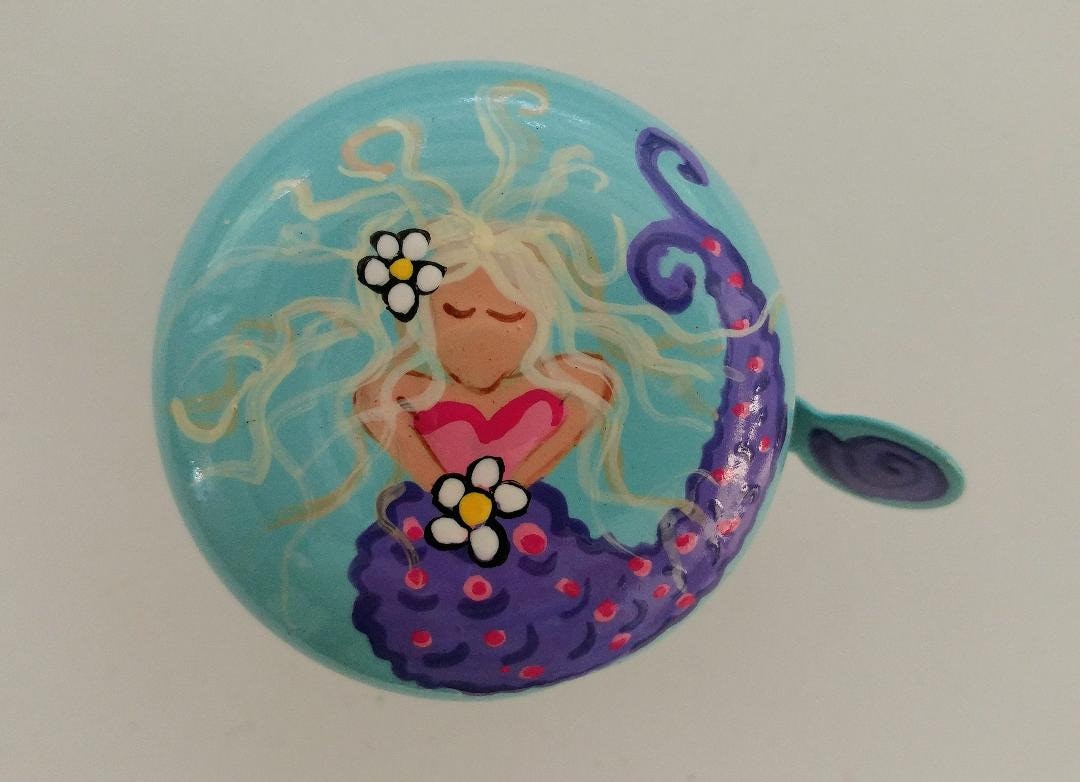 Mermaid Bike Bell, Painted Bicycle Bell, Mermaid Lover Gift, Mermaid