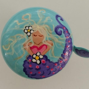 mermaid bike bell, painted bicycle bell, mermaid lover gift, mermaid birthday, my little mermaid, mermaid party favors, bicycle accessories