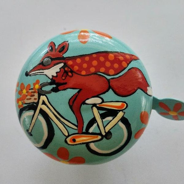 Fuchs, Fahrradklingel, Fahrradklingel, Fuchs auf Fahrrad, personalisiertes Geschenk, individuelles Porträt, Fahrradzubehör, individuelle Malerei, Fahrradschmuck, roter Fuchs