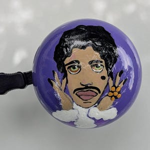 prince, painted bicycle bells, prince purple rain, prince art, prince painting, prince musician, prince rogers nelson, bicycle accessories