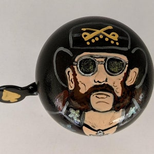Lemmy, Motorhead, painted bike bell, bass guitar, ace of spades, Lemmy Kilmister, bicycle bell, bell, biker gift, custom portrait, musician