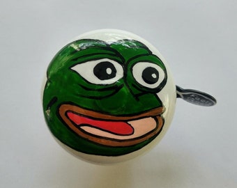 Rana Pepe, se siente, buena vibra, meme, timbres de bicicleta pintados, Pepe, meme Pepe, regalo meme, accesorios para bicicleta, accesorios de bicicleta, regalo de arte motero