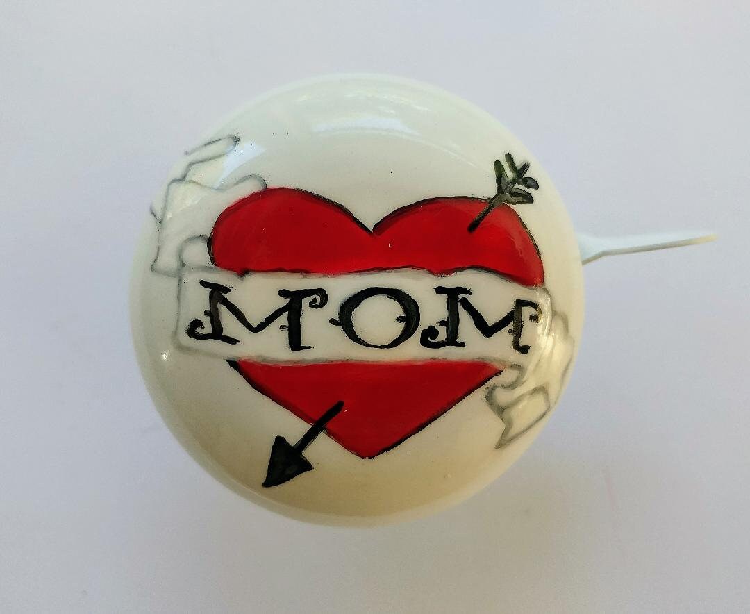 Mom Heart Bicycle Bell Banner Arrow Bike Bell Hand Painted Etsy