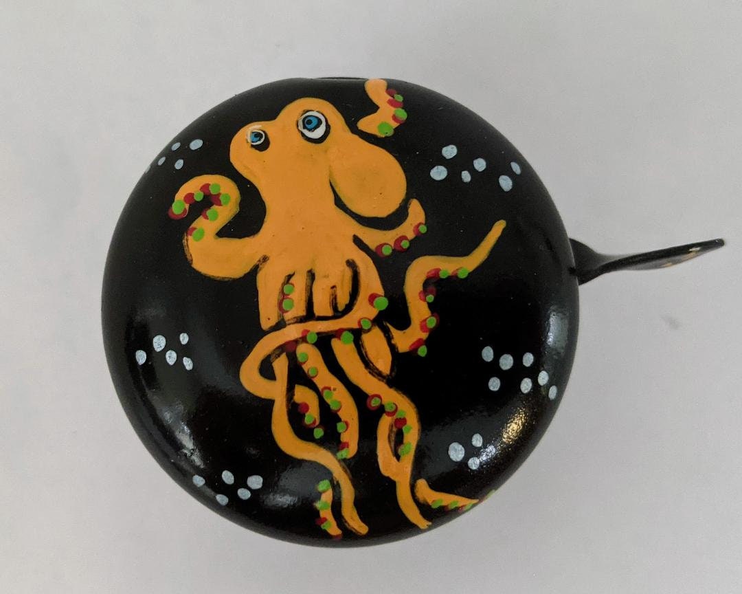 Octopus Orange Octopus Painted Bike Bell Bicycle Bell Bike Etsy