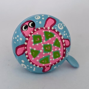 bike bell, bicycle bell, painted bike bell, pink turtle, turtle bike bell, turtle lover gift, bike gift, bike accessories, biker gift