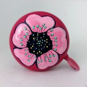 poppy, poppies, painted bicycle bells, pink poppy, bicycle accessories, personalized gift, custom gifts, bike accessories, gifts for mom