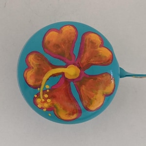 hibiscus, painted bike bell,orange hibiscus, Hawaiian flowers, tropical flowers, bicycle accessories, hibiscus flower, cycling gifts, biker