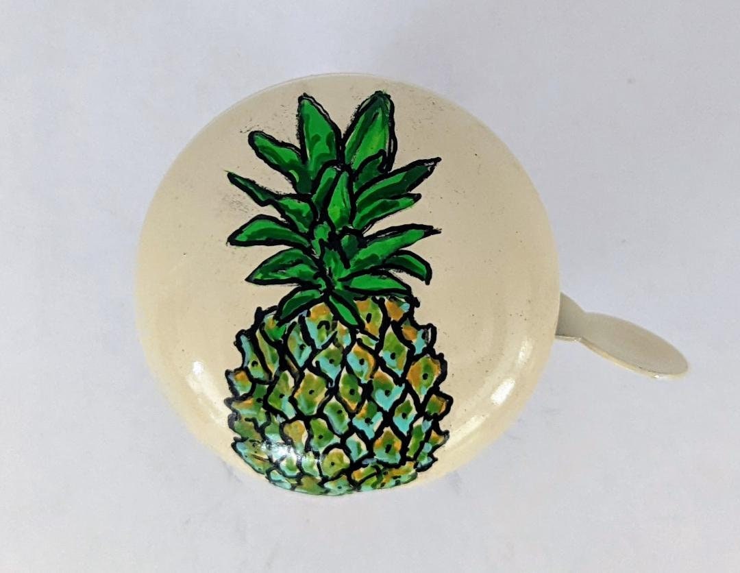 Pineapple Bike Bell, Pineapple Bicycle Bell, Painted Bike Bell, Pineapple Painting, Beach Bike