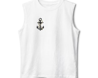 Camiseta sin mangas con estampado de ancla náutica / Camiseta sin mangas estilo playero costero