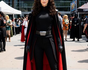 Handmade Second Sister Cosplay Costume Star Wars Villain Outfit Black Cape