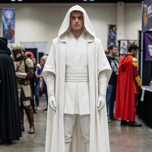 Op Darth Maul geïnspireerd Sith Apprentice-kostuum: meerlaagse gewaden, mantel met capuchon, sjerp van kunstleer - Sith Lord