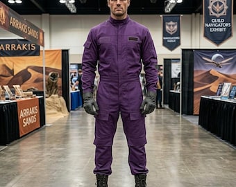 Purple Cotton Sci-Fi Pilot Jumpsuit, Tactical Cosplay Flight Suit , Rebel Pilot Costume