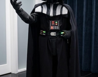 Elite Darth Vader Cosplay Costume: Quilted Leather Suit With Floor Length Sith Cloak