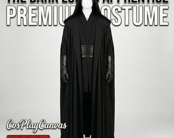 Darth Maul Inspired Sith Apprentice Costume: Multi-Layered Robes With Hooded Cloak and Leather Sash - Sith Lord