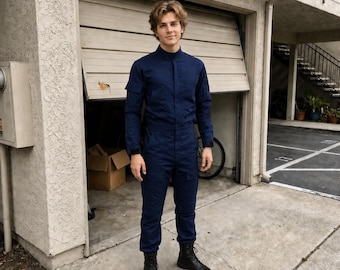 Dark Blue Cotton Sci-Fi Pilot Jumpsuit, Tactical Cosplay Flight Suit , Rebel Pilot Costume - Coverall
